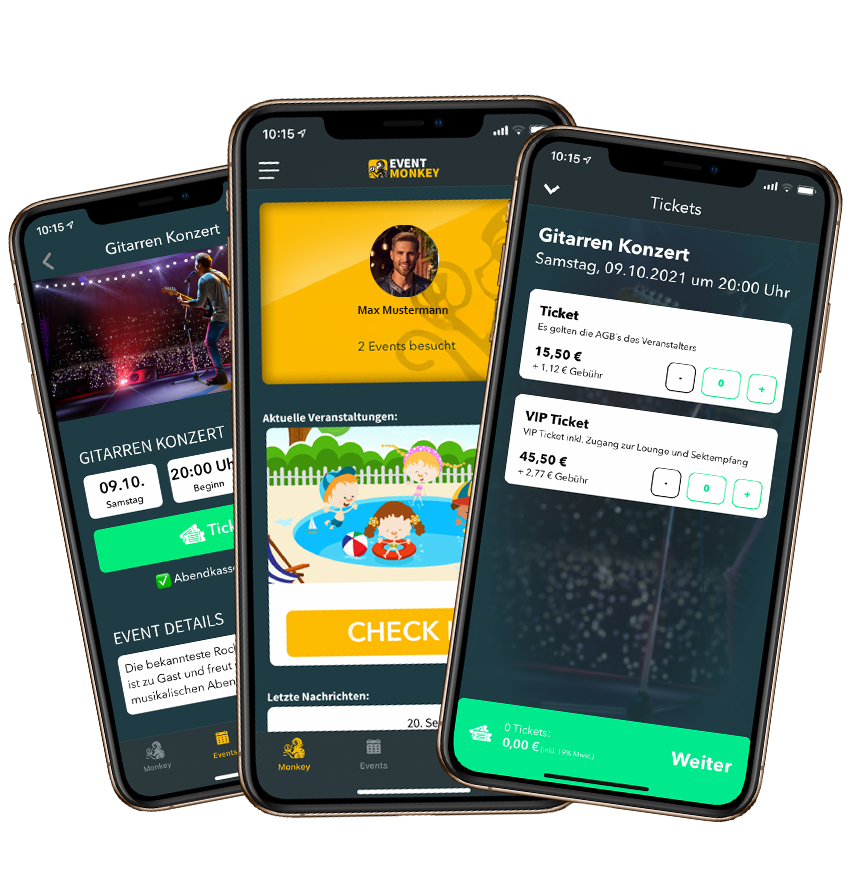 Event Monkey App Screens
